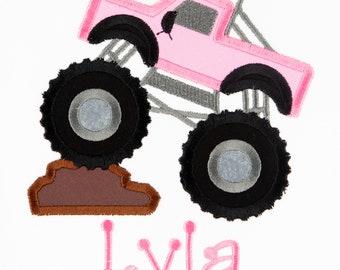 Girl Monster Truck Shirt, Embroidered, Personalized