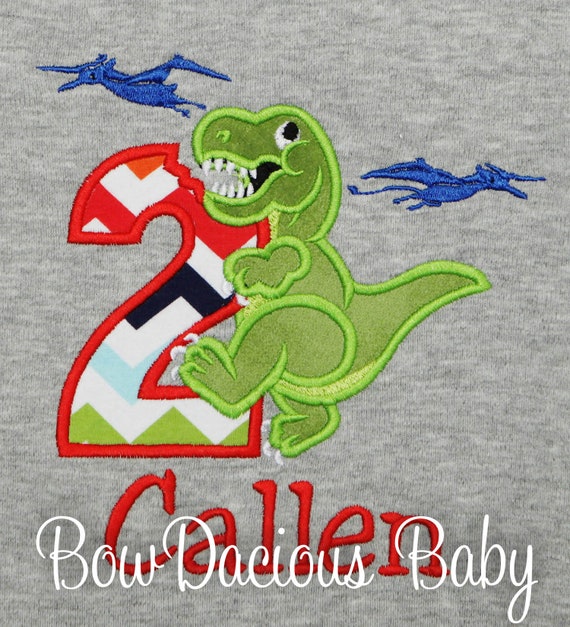 TRex, Boys Dinosaur T-Shirt, Second Birthday Shirt, T Rex Birthday Shirt, Custom, ANY AGE/COLORS Il_570xn