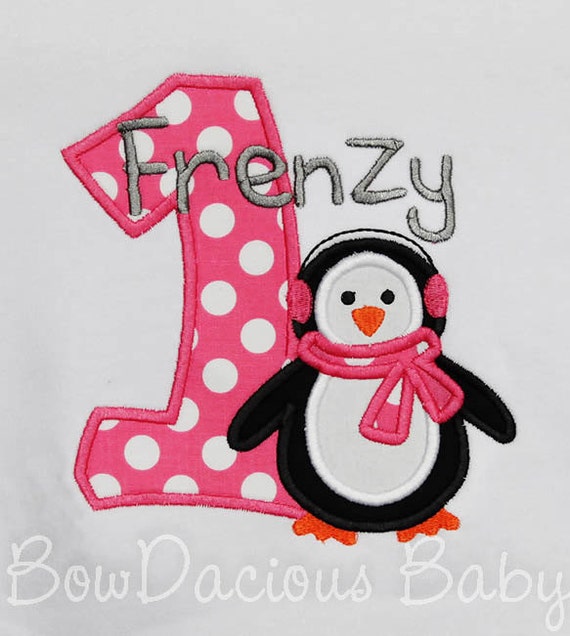Girl's Penguin Birthday Shirt, Personalized Penguin Birthday Shirt, Custom Penguin Birthday Shirt, Penguin Birthday, Any Age, Custom Colrs Il_570xn