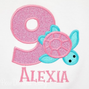 Girls Sea Turtle Birthday Shirt, Personalized Birthday Shirt, Ocean Party, Under the Sea Birthday, First Birthday, Custom, Embroidered