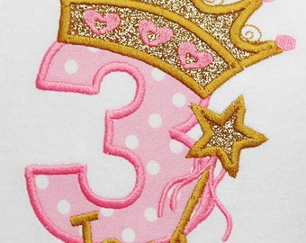 Princess Birthday Shirt, Princess Shirt Princess Crown Shirt, Princess Wand Birthday Shirt, Pink and Gold Princess Shirt, Custom