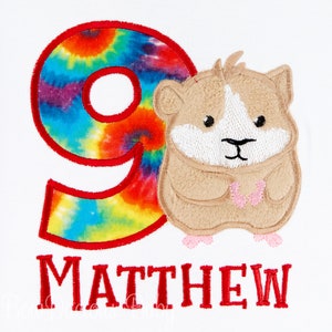 Hamster Birthday Shirt, Custom, Any Age and Colors, Embroidered, Personalized
