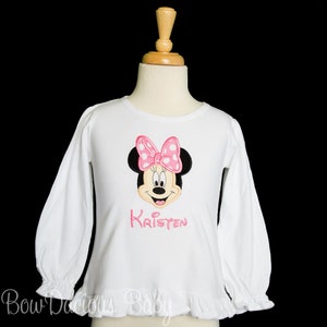 Personalized Minnie Mouse birthday shirt. Custom Minnie Mouse birthday shirt. Appliqued, embroidered Minnie birthday shirt. Minnie Mouse number shirt. Appliqued embroidered birthday shirt. Appliqued Minnie Birthday shirt. Red Minnie Mouse Birthday.