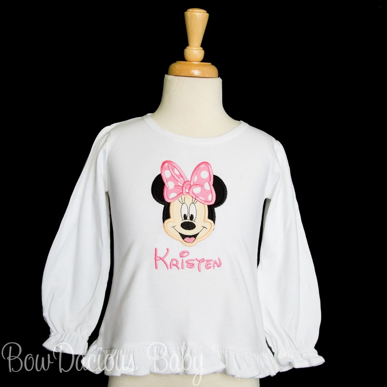 Personalized Minnie Mouse birthday shirt. Custom Minnie Mouse birthday shirt. Appliqued, embroidered Minnie birthday shirt. Minnie Mouse number shirt. Appliqued embroidered birthday shirt. Appliqued Minnie Birthday shirt. Red Minnie Mouse Birthday.