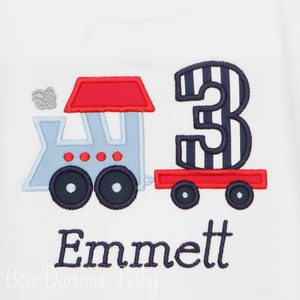 Embroidered Train Birthday Shirt, Choo Choo Embroidered Train Birthday Shirt, Train Party Shirt, Any Age and Colors image 3
