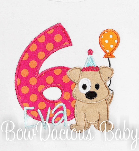 Dog Birthday Shirt, Dog with Balloon Birthday Shirt, Dog Party Shirt or Bodysuit, Girl Birthday Shirt, Puppy Birthday, Second Birthday Il_570xn