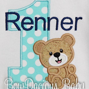 Teddy Bear Birthday Shirt, Bear Birthday Shirt, Boys Teddy Bear Birthday Shirt, Custom Birthday Shirt, Any Age, You Pick Fabrics, Bear 1st