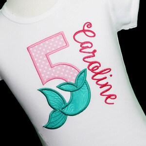 Mermaid Birthday Shirt, Mermaid Shirt or Bodysuit, Mermaid Theme Birthday Shirt, Little girls Birthday Shirt, Custom Birthday Girl Shirt image 2