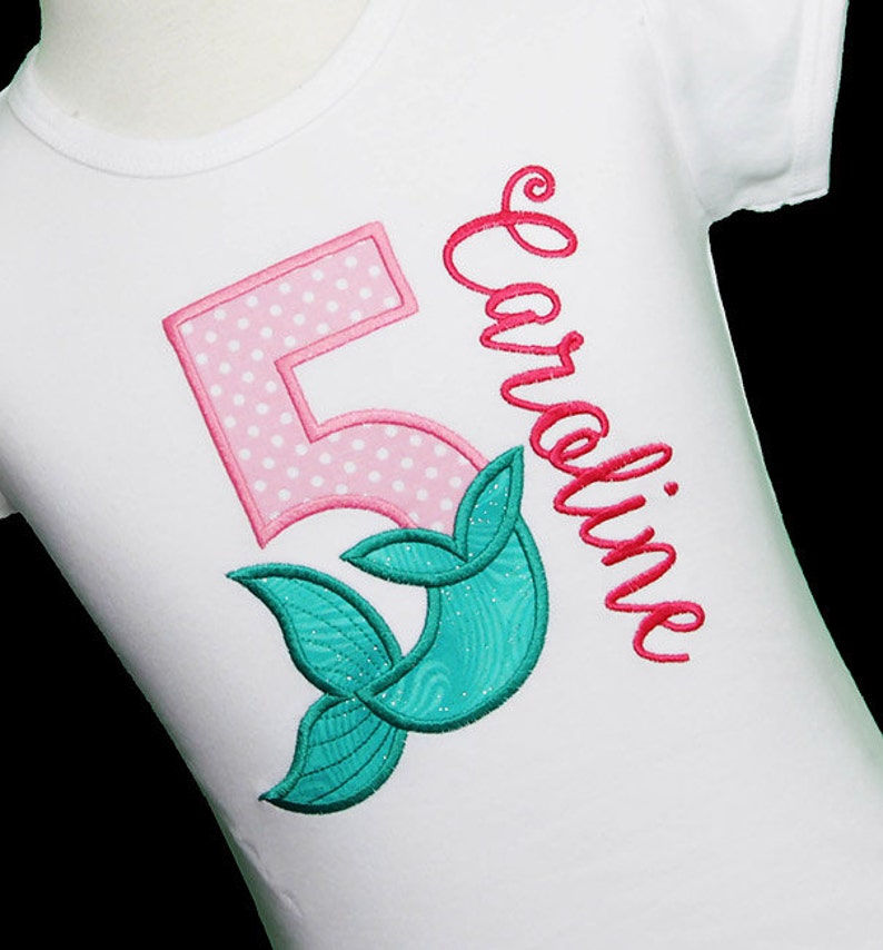 Mermaid Birthday Shirt, Mermaid Shirt or Bodysuit, Mermaid Theme Birthday Shirt, Little girls Birthday Shirt, Custom Birthday Girl Shirt image 2