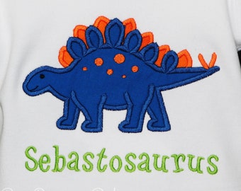 Custom Dinosaur Shirt, Personalized Saurus Tee, Stegosaurus Shirt, Boys Birthday Party Dinosaur, Name Dinosaur Tee, Custom, Any Colors