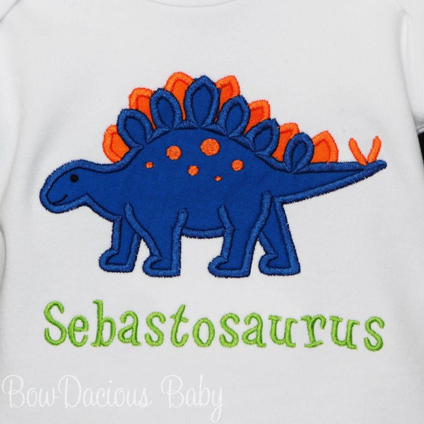 Custom Dinosaur Shirt, Personalized Saurus Tee, Stegosaurus Shirt, Boys Birthday Party Dinosaur, Name Dinosaur Tee, Custom, Any Colors