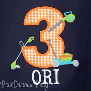 Lawn Tools Birthday Shirt, Custom Colors, Any Age, Boys Lawn Equipment Birthday Shirt