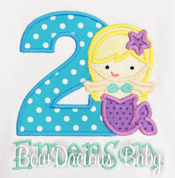 Mermaid Birthday Shirt, Personalized 2nd Birthday Tee, Mermaid Birthday Party, Second Birthday Outfit, Any Age and Colors, Custom Il_570xn