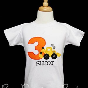 Backhoe Birthday Shirt, Toddler Construction Birthday Shirt or Bodysuit, Toddler Birthday Backhoe T-Shirt, Construction Boy, 1st, 2nd, 3rd image 2