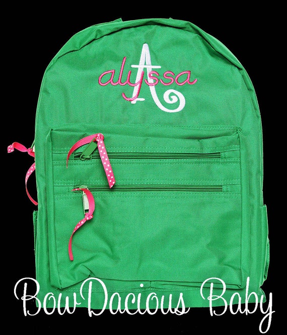 Monogrammed Solid Color Backpack, Girls School Backpack, Personalized Book Bag, Custom Backpack, Kid Back Pack, Child Bag, ANY COLORS/FONT Il_570xn
