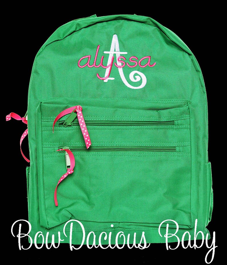 Personalized Book Bag Girls School Backpack Child Bag ANY COLORSFONT Kid Back Pack Monogrammed Solid Color Backpack Custom Backpack