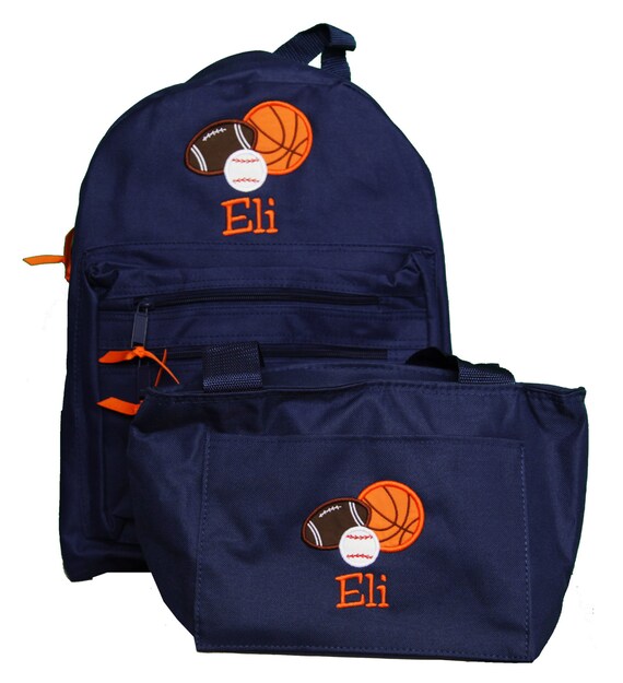 Sports Backpack and Lunch Box, Boy Personalized Backpack, Baseball Backpack, Basketball Lunchbox, Football Cooler, Custom Backpack and Lunch Il_570xn