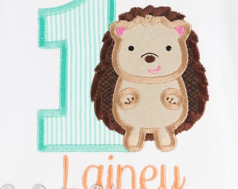 Hedgehog Birthday Shirt, CUSTOM, Embroidered, Personalized