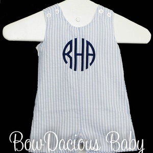 Boy&#39;s Monogrammed Shortall, Jon Jon Shortall, Coveralls, Overalls, Circle Monogram, Baby Boy Summer Outfit, Coming Home Outfit, CUSTOM