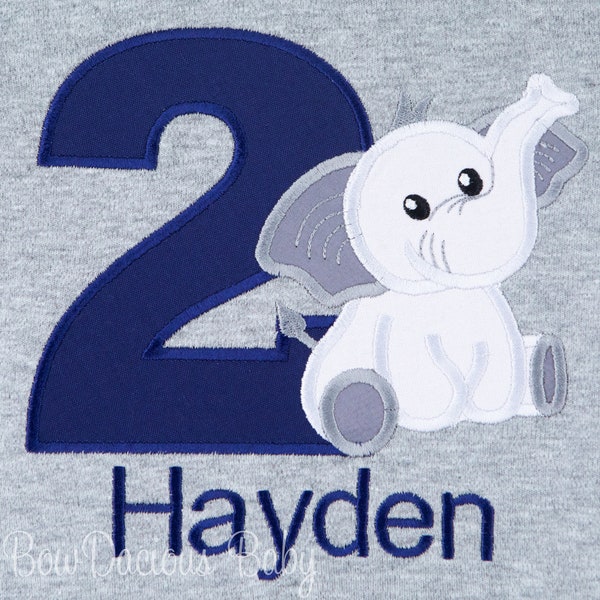 Elephant Birthday Shirt, Boys Elephant Birthday Shirt, Custom Colors, Any Age, Embroidered, Personalized