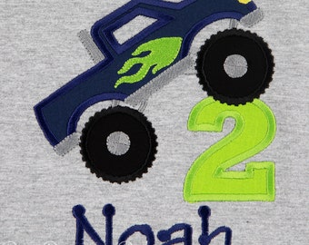 Boys Monster Truck Birthday Shirt, Personalized Birthday Shirt, Monster Truck Party, Smash Birthday, Custom Colors, Boys' Birthday Shirt