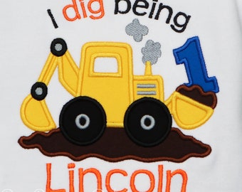 I dig being 1 Birthday Shirt or Bodysuit, Construction Theme Birthday, Construction Birthday, Digger Birthday Shirt, Any Age/Colors, Custom