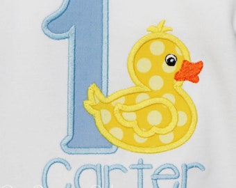 Rubber Duck Birthday, Any Age, Personalized Boys Applique 1st Birthday Shirt, Custom, Any Colors