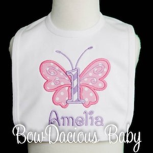 Butterfly Birthday Bib, Butterfly First Birthday Bib, Butterfly Kisses Bib, Girls Birthday Bib, Custom You Pick the Fabrics, Butterfly Party