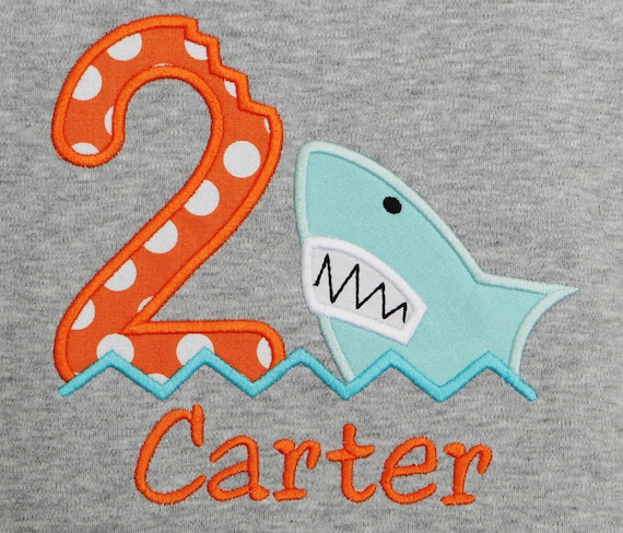 2nd Birthday Shark Party Shirt, Shark Birthday Shirt or Bodysuit, Any Age, Any Colors, Gift for 2 Year Old, Youth Kids T-Shirt Il_570xn