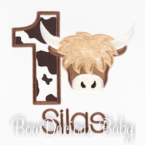Highland Cow Birthday Shirt, Personalized Boy&#39;s Highland Cow Birthday Shirt, Farm Birthday, Girl&#39;s Highland Cow Birthday Shirt, YOU PICK
