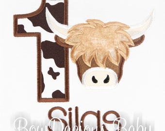 Highland Cow Birthday Shirt, Personalized Boy's Highland Cow Birthday Shirt, Farm Birthday, Girl's Highland Cow Birthday Shirt, YOU PICK