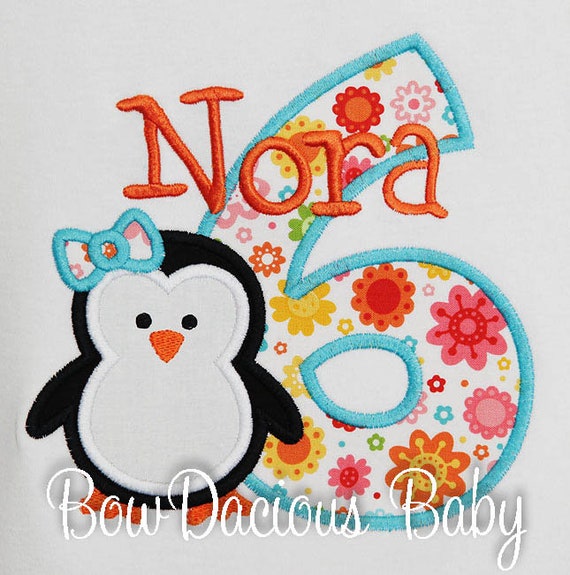 Girl Penguin Personalized Birthday Shirt, Penguin Birthday Shirt, ANY AGE/COLORS Il_570xn