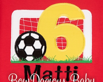 Boys' Soccer Birthday Shirt, Birthday Soccer Shirt, Soccer Goal and Ball Birthday Shirt, Boys or Girls, Any Age, CUSTOM, Personalized