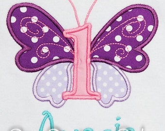 Girl's Butterfly 1st Birthday Shirt, Butterfly Kisses Birthday Shirt or Bodysuit, Custom Butterfly Birthday Shirt or Bodysuit