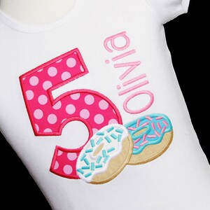 Donut Birthday Shirt, Donut Birthday Party, 5th Birthday Shirt, Any Age, Birthday Shirt or Bodysuit, Birthday Tee, Donut Party, Custom image 2