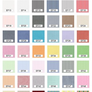May include: Fabric chart with over 700 fabric options. The image displays a grid of fabric swatches in various colors and patterns, including polka dots, stripes, gingham, and animal prints. The chart includes the text "Fabric Chart" at the top.