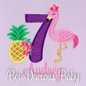 Flamingo Birthday Shirt, Pineapple Birthday Shirt, Hawaiian Birthday Shirt, Flamingo and Pineapple Birthday, YOU PICK, Embroidered
