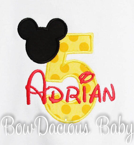 Boys Mickey Mouse Birthday Number Shirt, Minnie Available, Custom Fabrics, Girls Birthday Shirt, Shirt, Tank,Bodysuit ,Gift Il_570xn