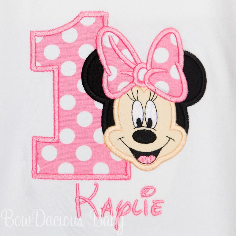 Personalized Minnie Mouse birthday shirt. Custom Minnie Mouse birthday shirt. Appliqued, embroidered Minnie birthday shirt. Minnie Mouse number shirt. Appliqued embroidered birthday shirt. Appliqued Minnie Birthday shirt. Red Minnie Mouse Birthday.