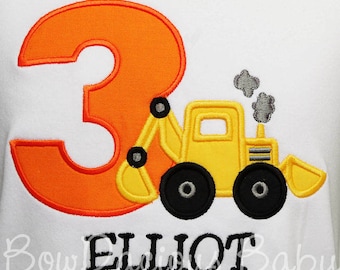 Backhoe Birthday Shirt, Toddler Construction Birthday Shirt or Bodysuit, Toddler Birthday Backhoe T-Shirt, Construction Boy, 1st, 2nd, 3rd