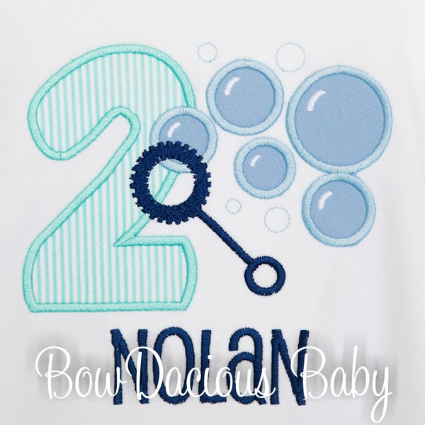 Bubbles Birthday Shirt for Boys or Girls, Bubbles Birthday Outfit, Bubble Party, Custom, Any Age, Any Colors, Appliqued, Embroidered