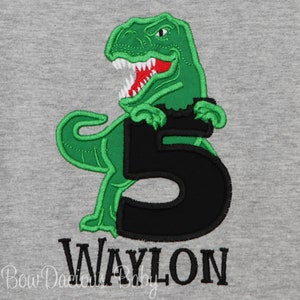 Dinosaur Birthday Shirt, 5th Birthday Embroidered T-Rex Birthday T-Shirt, Boys Birthday Tee Shirt, Dinosaur Party Shirt, Numbers 1-9, Custom