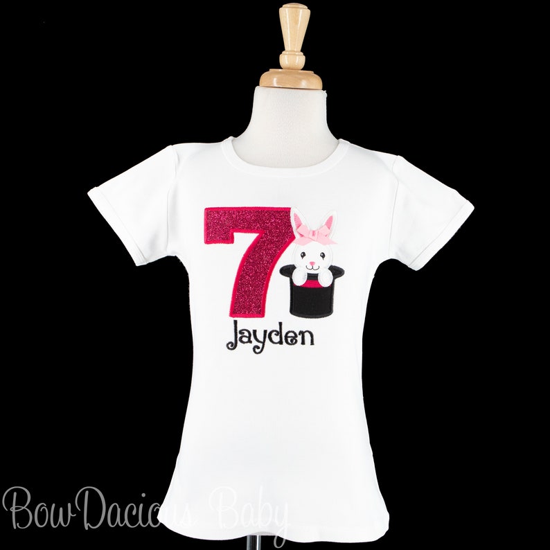 Girls Magic Birthday Shirt, Magic Bunny Birthday Shirt, Personalized Magician Birthday Shirt, Custom, Personalized image 2