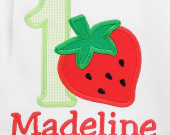 Berry Sweet Birthday Shirt, Strawberry Birthday, Any Age and Colors, Girls Applique Shirt, Personalized