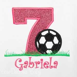 Girl&#39;s Soccer Birthday Shirt, Any Age, Any Colors, Custom, Personalized
