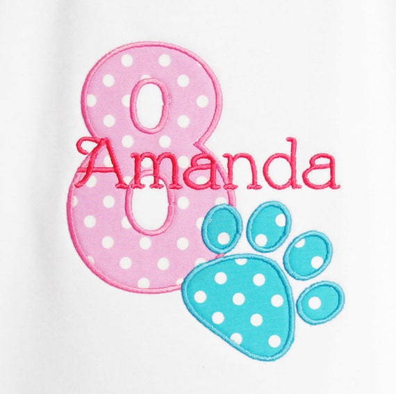 Puppy Birthday Shirt, Dog Birthday Shirt, Paw Print Birthday Shirt, Custom Girl Birthday Shirt, Custom Puppy Birthday Shirt Il_570xn