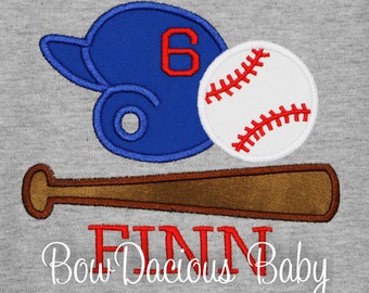 Baseball Birthday Shirt, Baseball Number 6 (any number) Birthday T-Shirt, Baseball Party, Boys Baseball Birthday Shirt or Bodysuit, Raglan