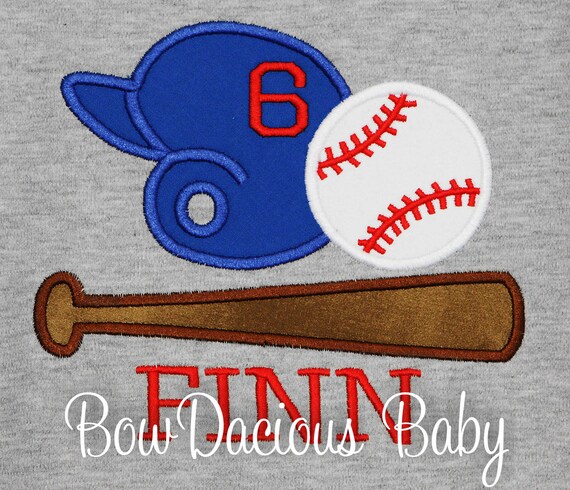 Baseball Birthday Shirt, Baseball Number 6 (any number) Birthday T-Shirt, Baseball Party, Boys Baseball Birthday Shirt or Bodysuit, Raglan Il_570xn