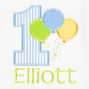 1st Birthday Boy Shirt, Blue Birthday Shirt, Birthday Balloons, Balloon Birthday Outfit, Boy First Birthday Shirt, Custom, Embroidered