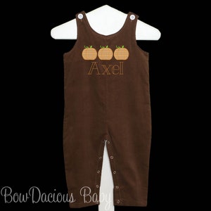 Personalized Boys Thanksgiving Outfit, Monogrammed Thanksgiving Longall, Thanksgiving Overall, Boys Pumpkin Outfit, Custom, Monogrammed